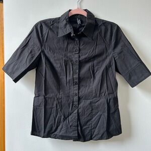 Black Short-Sleeve Button-Down Shirt